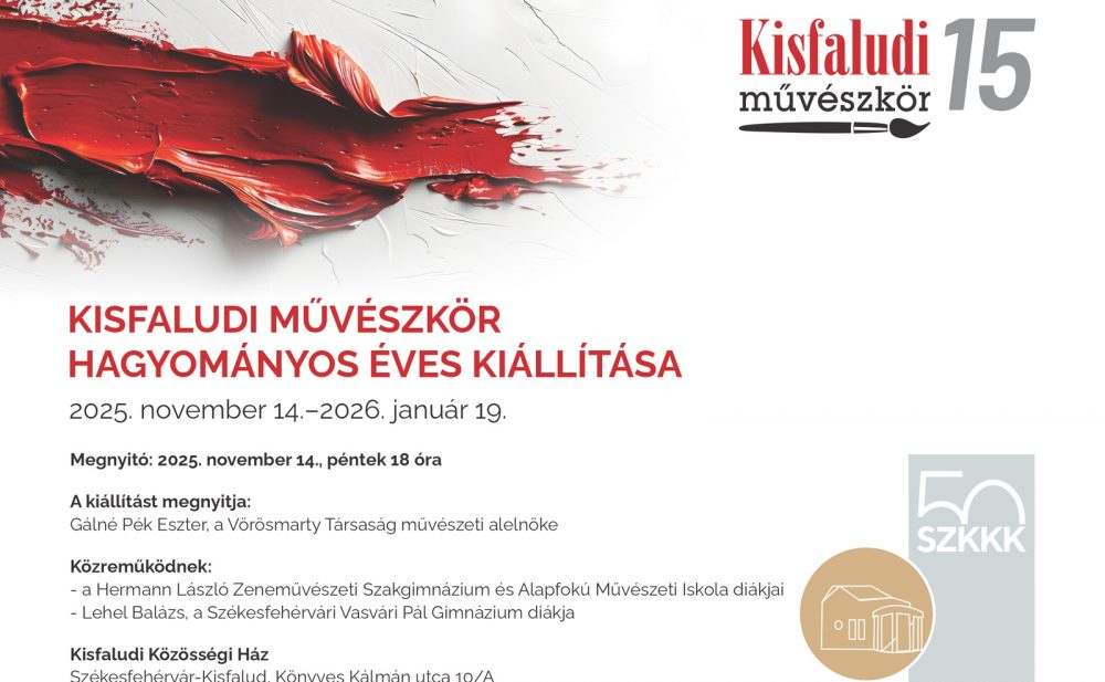Hagyományos évzáró kiállítására hívja a közönséget a Kisfaludi Művészkör: az akvarelleket, olajfestményeket, grafikákat, fafaragásokat és festett bútorokat felvonultató tárlat november 14-én, pénteken 17 órakor nyílik a Kisfaludi Közösségi Házban.