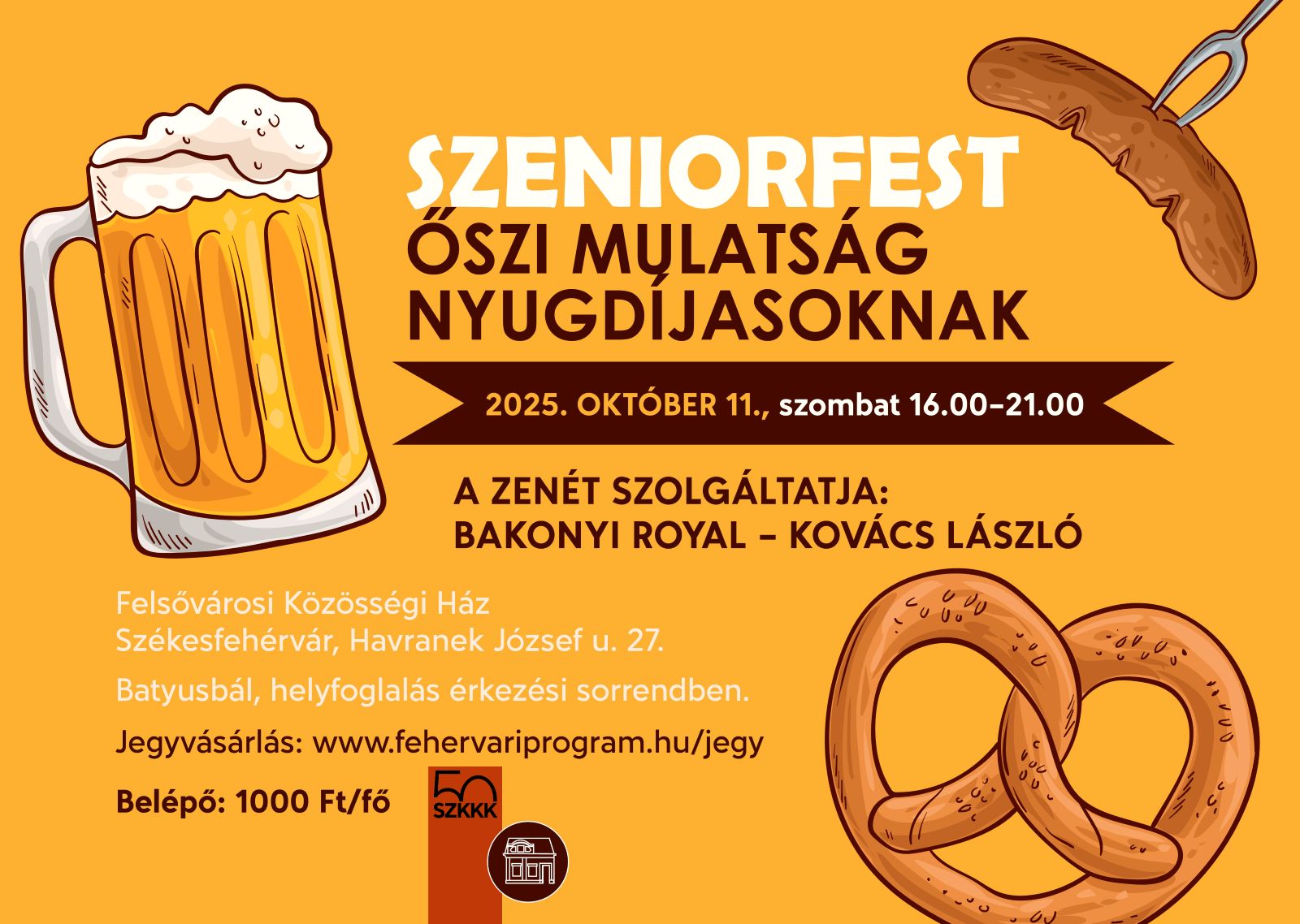 Szeniorfest – Őszi mulatság nyugdíjasoknak @ Felsővárosi Közösség Ház