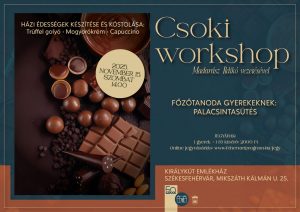 Csoki workshop Madarász Ildikó vezetésével 2025. november 15., szombaton két turnusban. Részletek a leírásban.