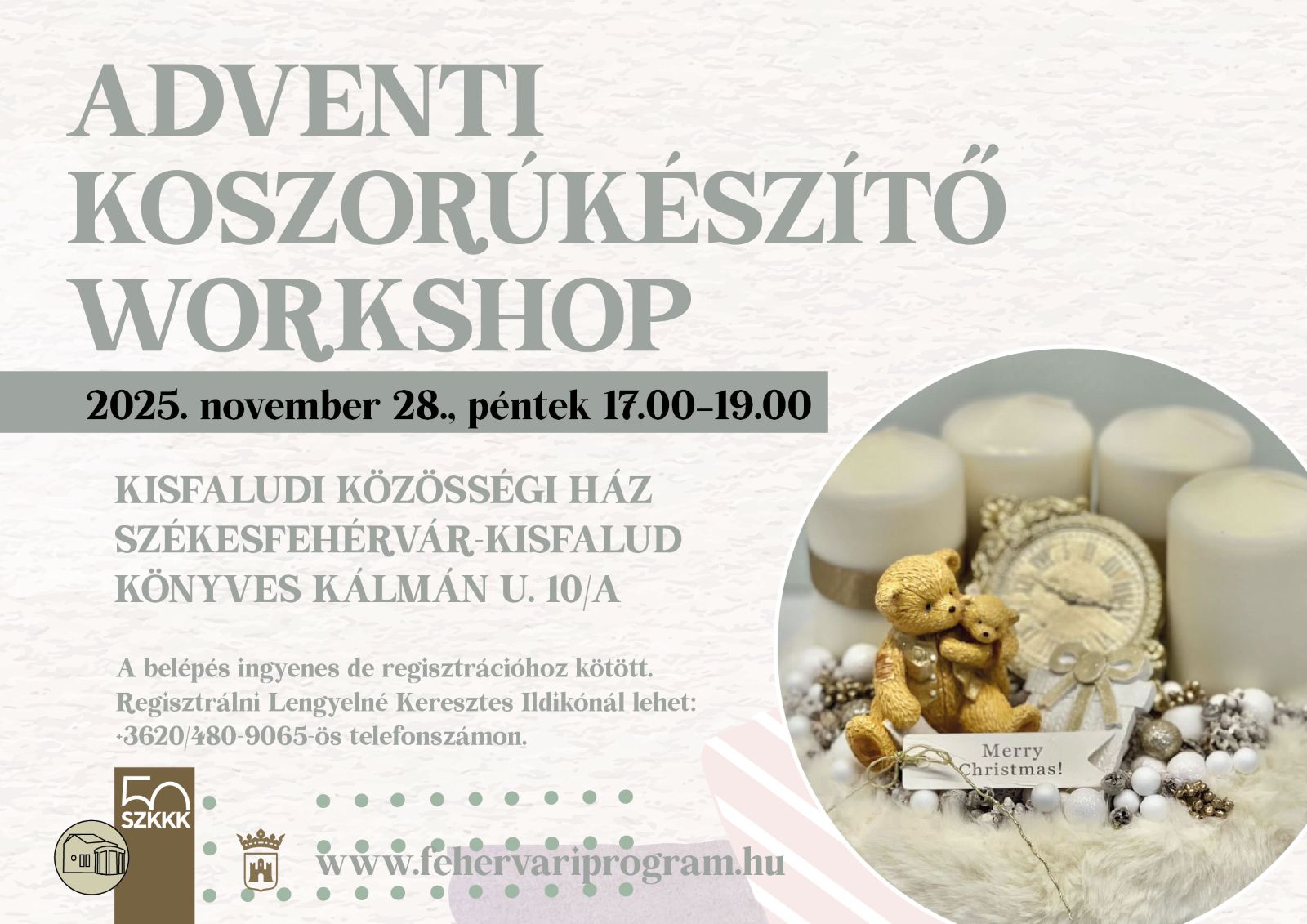Adventi koszorúkészítő workshop Kisfaludon @ Kisfaludi Közösségi Ház
