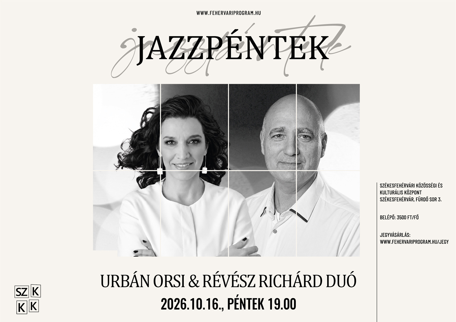 Jazzpéntek: Urbán Orsi & Révész Richárd Duó @ Székesfehérvári Közösségi és Kulturális Központ